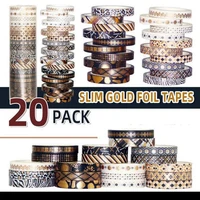 20rollsset golden foil washi tape set 7mm width diy masking tape stickers school suppliers stationery gift by kevinsasa crafts