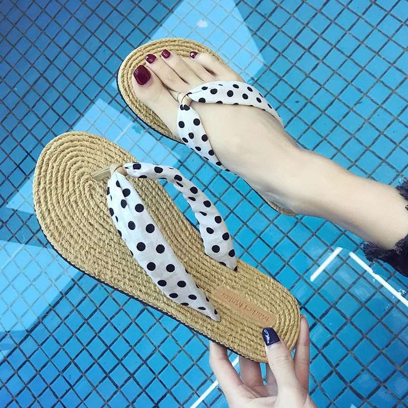 

Flip-flops Cotton and Linen Slippers 2021 New Summer Women's Outer Wear Fashionable Beach Flat Bottom Ladies