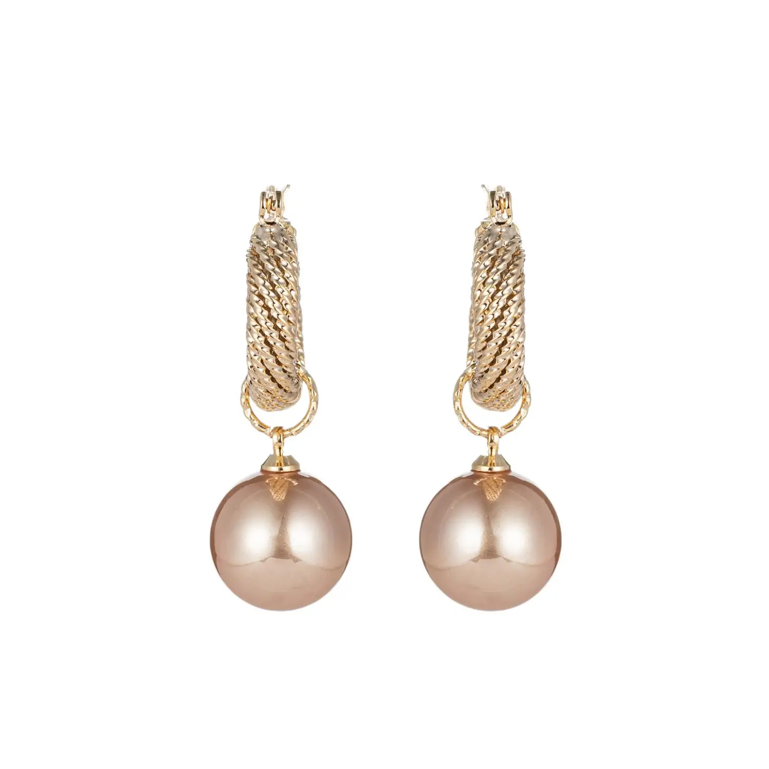 

2021 new elegant woven circle Pearl Pendant Earrings versatile temperament jewelry fashion women's classic dangle Earrings