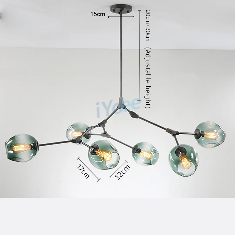 

Modern Glass Pendant light LED Personality art Ceiling hanging light Living Bedroom Light Fixtures Adjustable height home decor