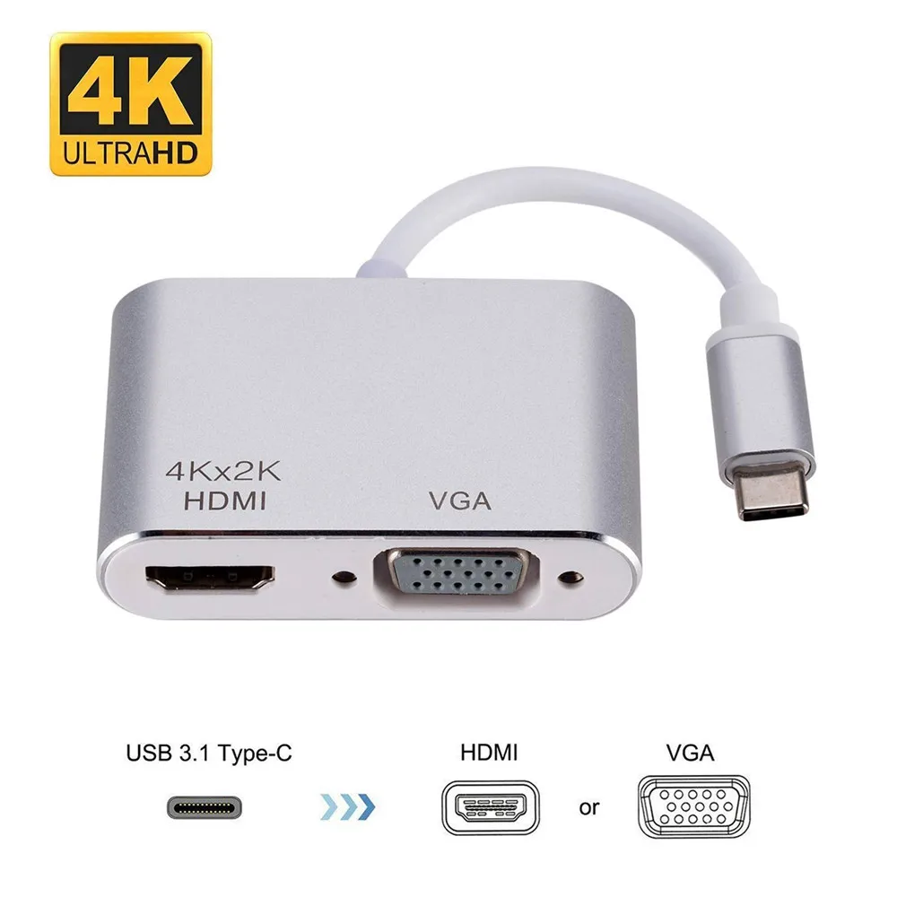 Переходник USB 3. 0 Type C на HDMI 4K VGA адаптер 2 в 1 мини мультидисплей конвертер для 3 iPad