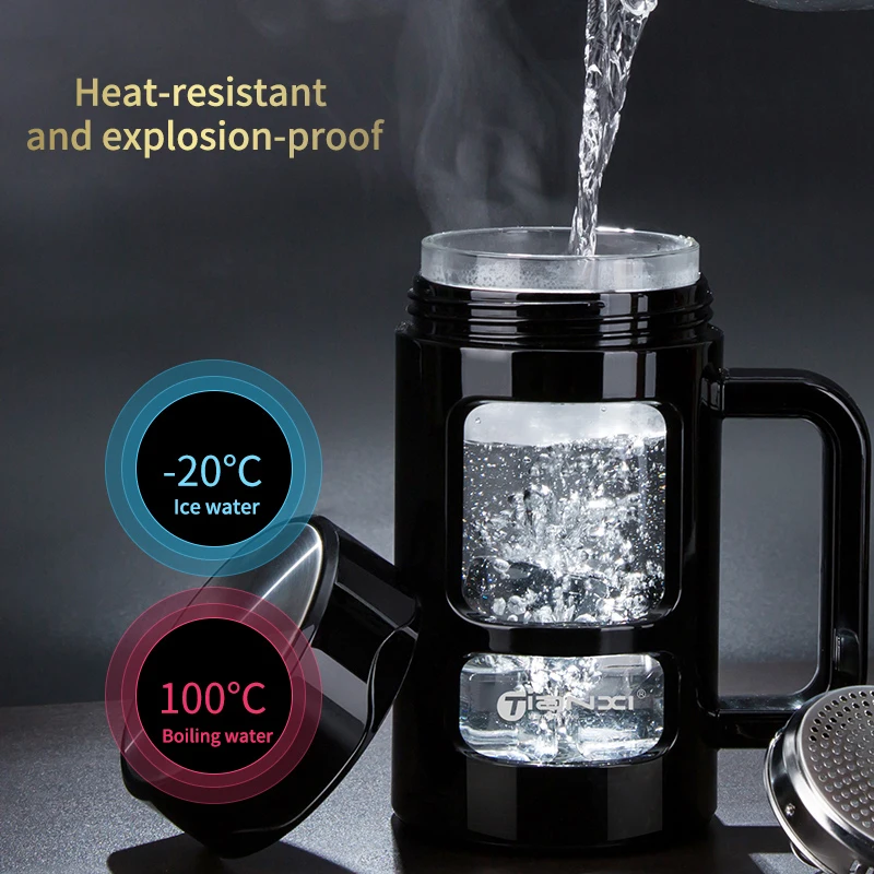 Стакан для чая TIANXI мужчин и женщин Мужская двухслойная стеклянная чашка в