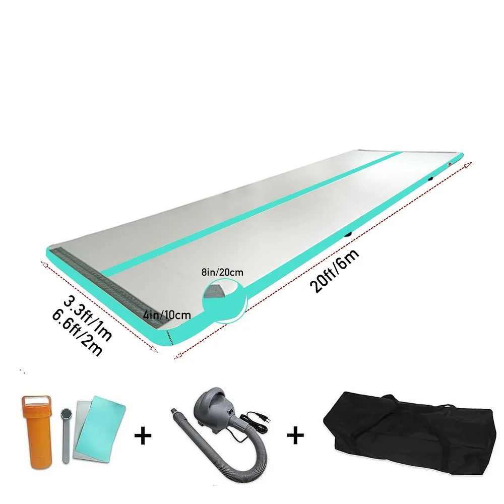 Купить Надувной коврик для гимнастики, толщина 6 м/10/20 см, Воздушная дорожка с воздушным насосом для тренировок/гимнастики/пляжа/парка/домашнего ис...