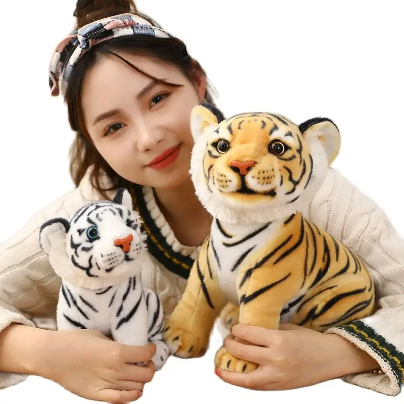 

23/33cm Simulation Tiger Plush Toys Soft Lifelike Animals Pillow Pet Doll Car Sofa Decor High Quality Birthday Xmas Gift For Kid