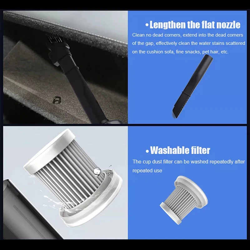 

9000Pa Car Wireless Vacuum Cleaner With HEPA Filter Handheld Cordless Mini Air Duster Portable Strong Suction Wet Dry Cleaning