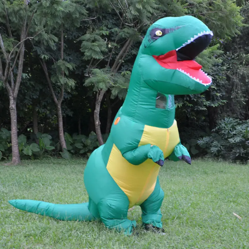 

2.2m Adult Green Dinosaur Mascot Inflatable Costumes Suits Halloween Cosplay Party Game Dress Outfits Advertising