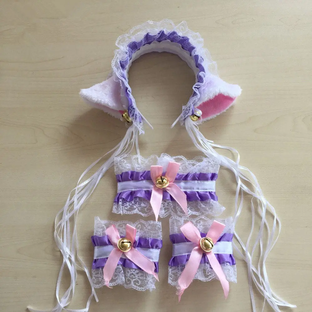 Платье горничной в стиле &quotЛолита&quot ободок с кошачьими ушками лента для волос