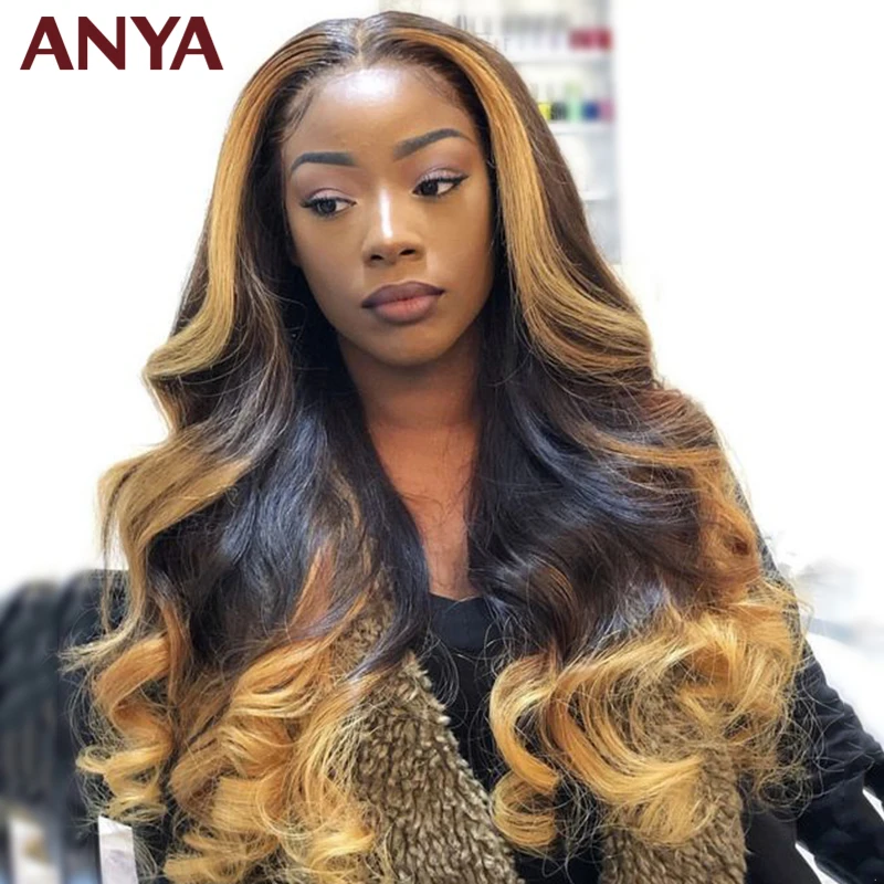 Женский парик с эффектом омбре Anya Wig 1b 4 27 из натуральных волос предварительно