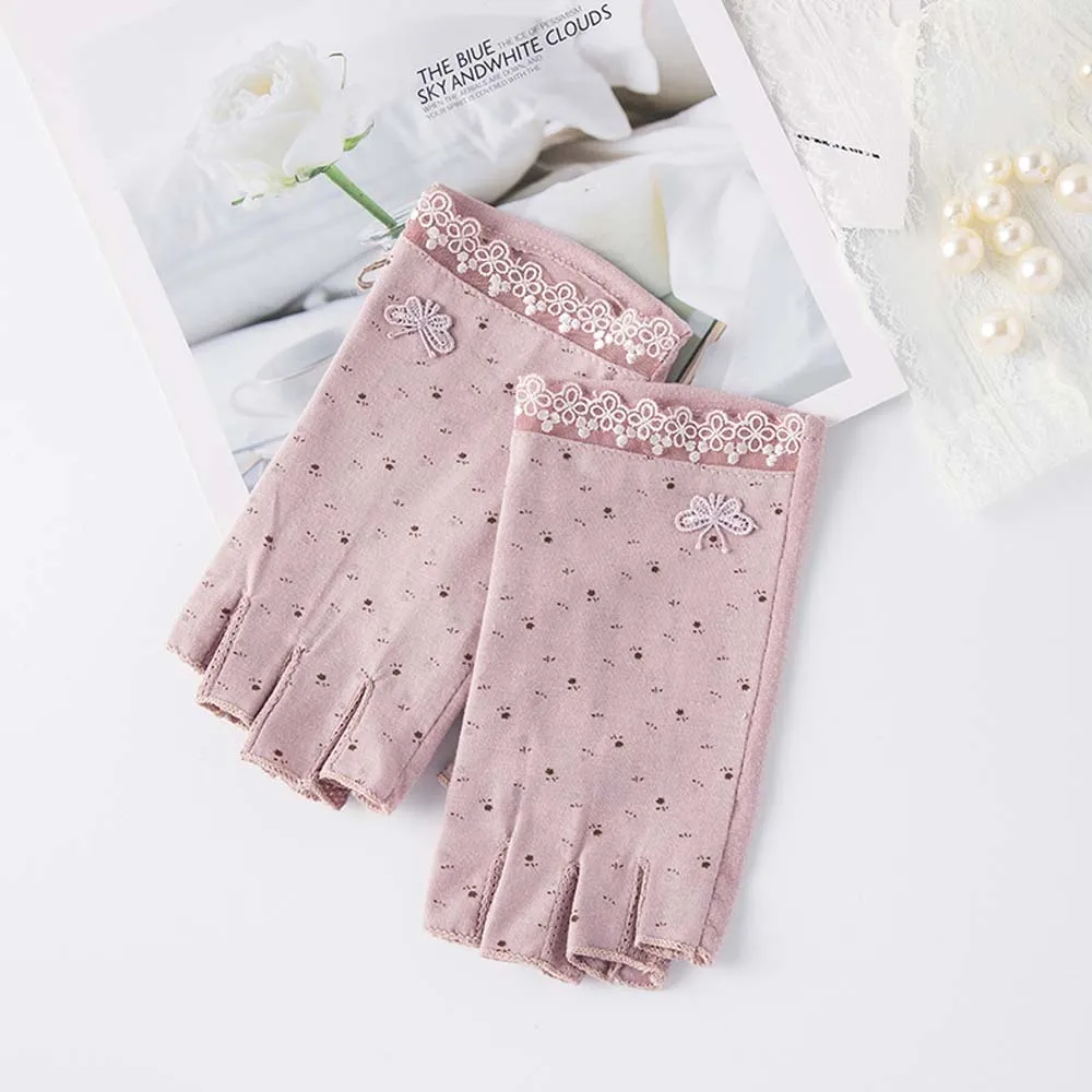 

Half-finger Gloves Female Thin Summer Sun Protection Gloves Non-slip Outdoor Sports Riding Gloves Anti-UV Fingerless Mittens