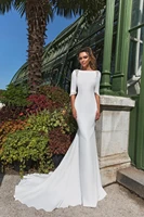 ha093 boat neck vintage mermaid wedding dress with unique lace appliques bridal dress 2020 elegant wedding gowns