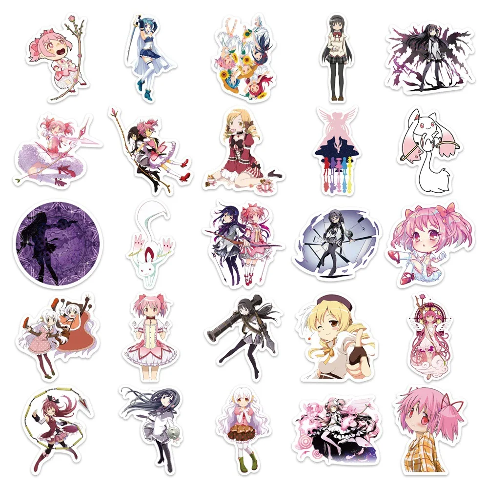 Pegatinas de Puella Magi Madoka Magica, figura de Anime de TV, Catoon Kaname, Maleta bonita para port&aacute;til, maleta para tel&eacute;fono, juguete de decoraci&oacute;n DIY, 50 Uds.-4