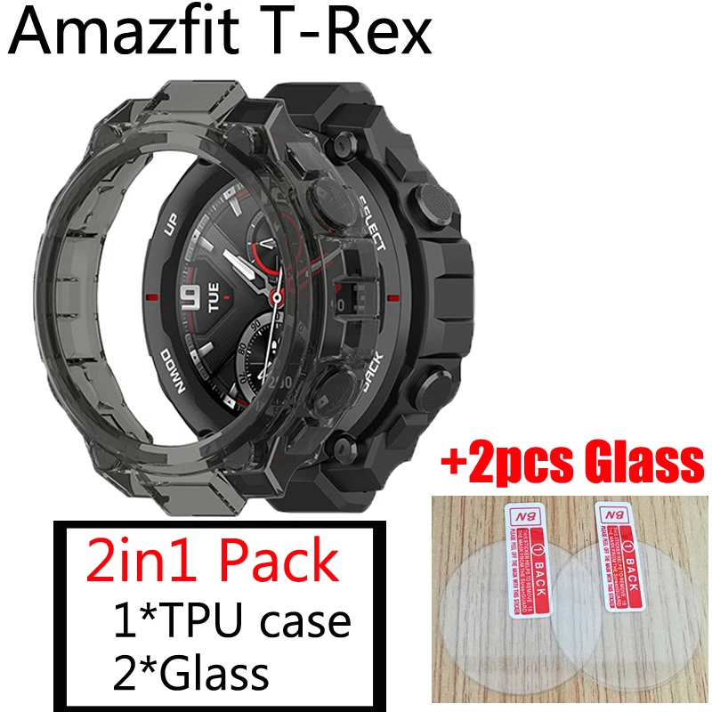 2in1 для Amazfit T Rex в парк развлечений pro Чехол часы ТПУ Защитный чехол Shell Рамка
