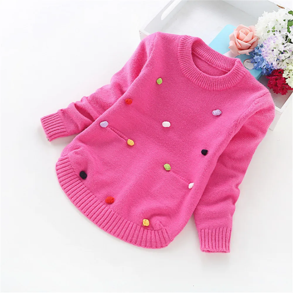 LILIGIRL новорожденных хлопок в горошек свитер вязаная для маленьких девочек