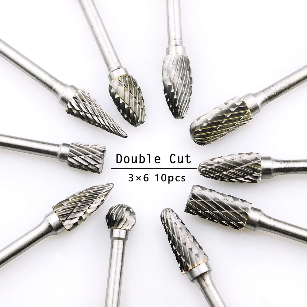 

10pcs Rotary Burr Set Tungsten Carbide Burrs 1/8\\\\\\'\\\\\\' Shank Die Grinder Bit