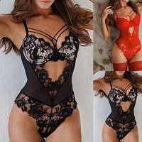sexy lingerie bodysuit lady strap crochet cutout teddy lingerie embroidered gauze bandage sexy underwear lenceria sensual mujer