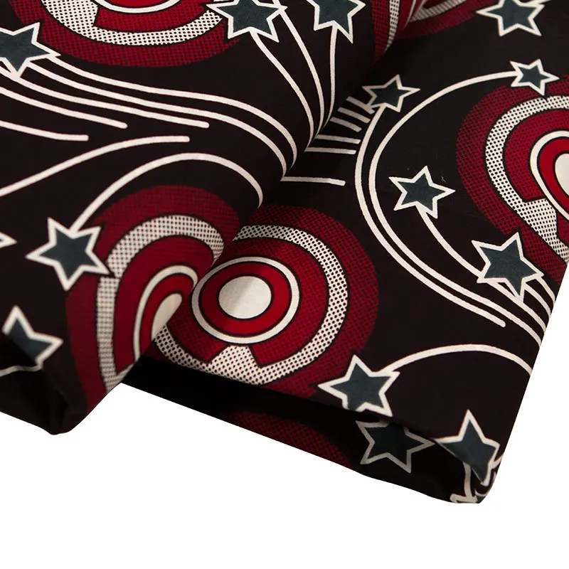 African Fabric 100% Cotton Star Print les pagnes Pagnes Real Wax 6Yard | Аксессуары для одежды