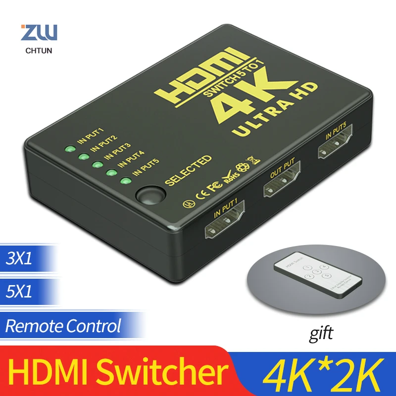 Переключатель HDMI 4K 3x1 3 входа 1 выход с ИК пультом дистанционного управления для XBOX