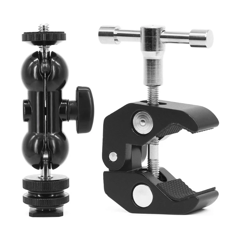 

Cool Ballhead Arm Super Clamp Mount Multi-Function Double Ball Adapter with Bot