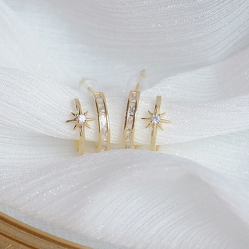 

Japanese&Korea New Design Crystal Star Stud Earrings for Women Fashion Brand Jewelry Gift Earrings