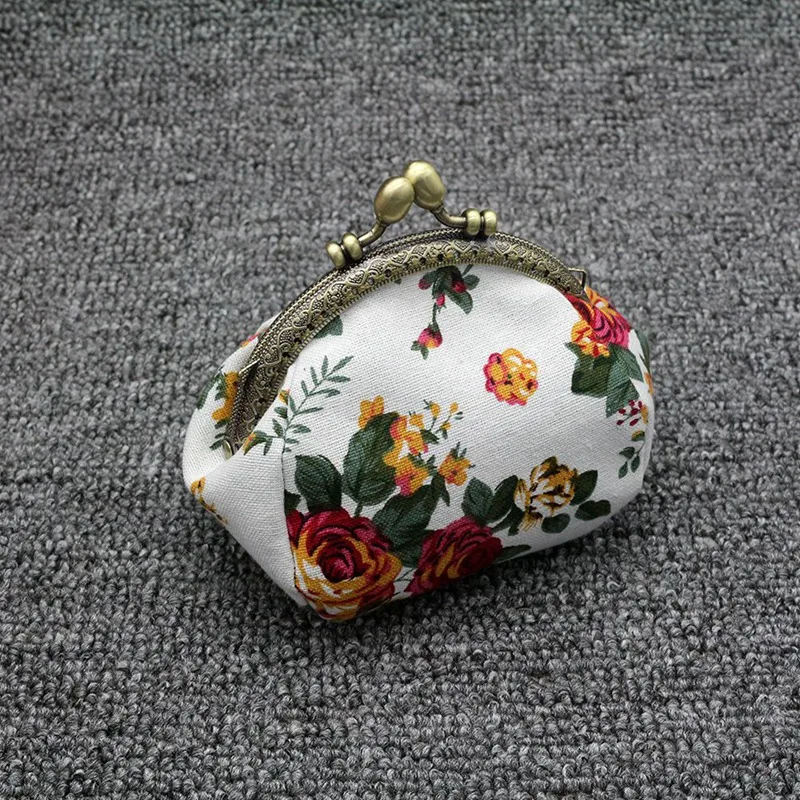 

2Pcs Wallet,Lady Vintage Flower Mini Coin Purse Wallet Clutch Bag (White&Black)