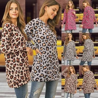 long sleeved top t shirt womens 2021 autumn and winter new casual slim knit sweater round neck leopard print bottoming shirt