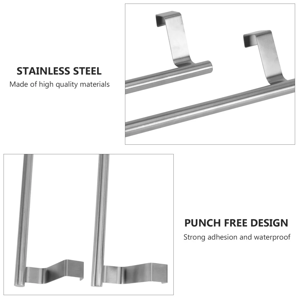 

2Pcs Household Creative Towel Storage Shelf Stainless Steel Towel Stand Silver
