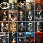 Алмазная 5D картина Huacan, мозаика с Львом, кошкой, Набор для вышивки крестиком, животные, настенное искусство