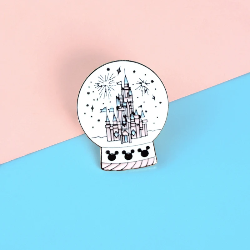 XEDZ новая брошь в виде замка с хрустальным шариком фейерверка детский значок