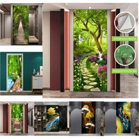 forest charm trail scenery diy door wall stickers home decor living room porch art mural self adhesive waterproof pvc wallpaper