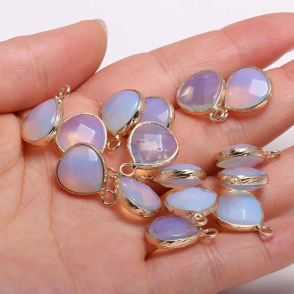 

3pcs Natural Faceted Stone Charms Pendants Water Drop Shape Opal for Necklace DIY Jewelry Making 13x18mm