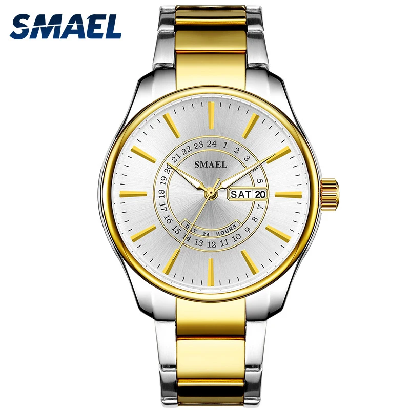 

Men's Sport Watch Luxury Fashion Gold Full Steel Band Waterproof Business Watch Men Quartz Clock Large Dial relogio masculino
