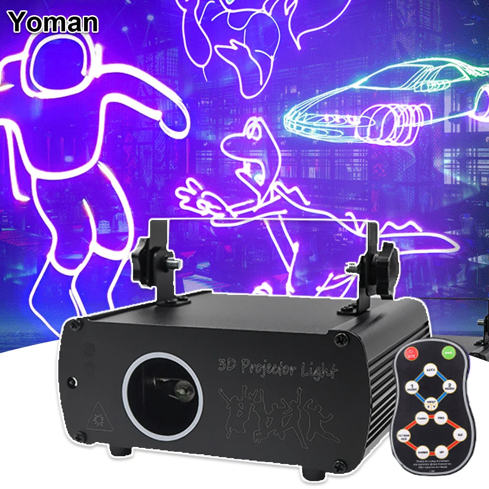 3D Animation Laser Light RGB DMX512 Scanner Projector Party Xmas DJ Disco Bar Show Lights Music Control Beam Stage Effect Light