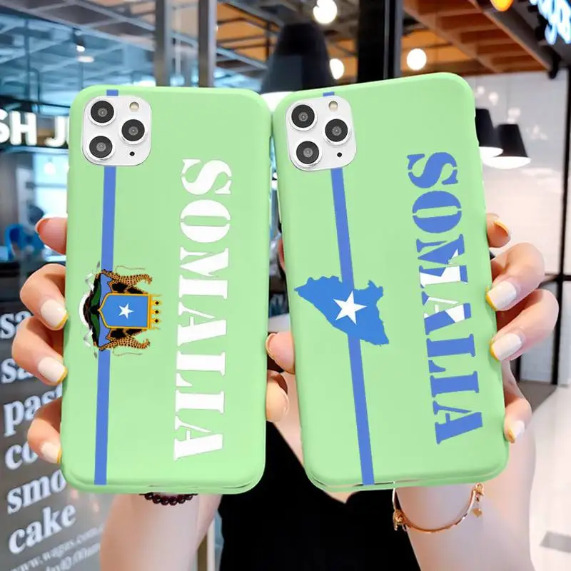 

Somali Somalia National Flag Phone Case For IPhone 6s 7 8 Plus X Xs Xr Xsmax 11 12 Pro Promax 12mini Candy Green Silicone Cover