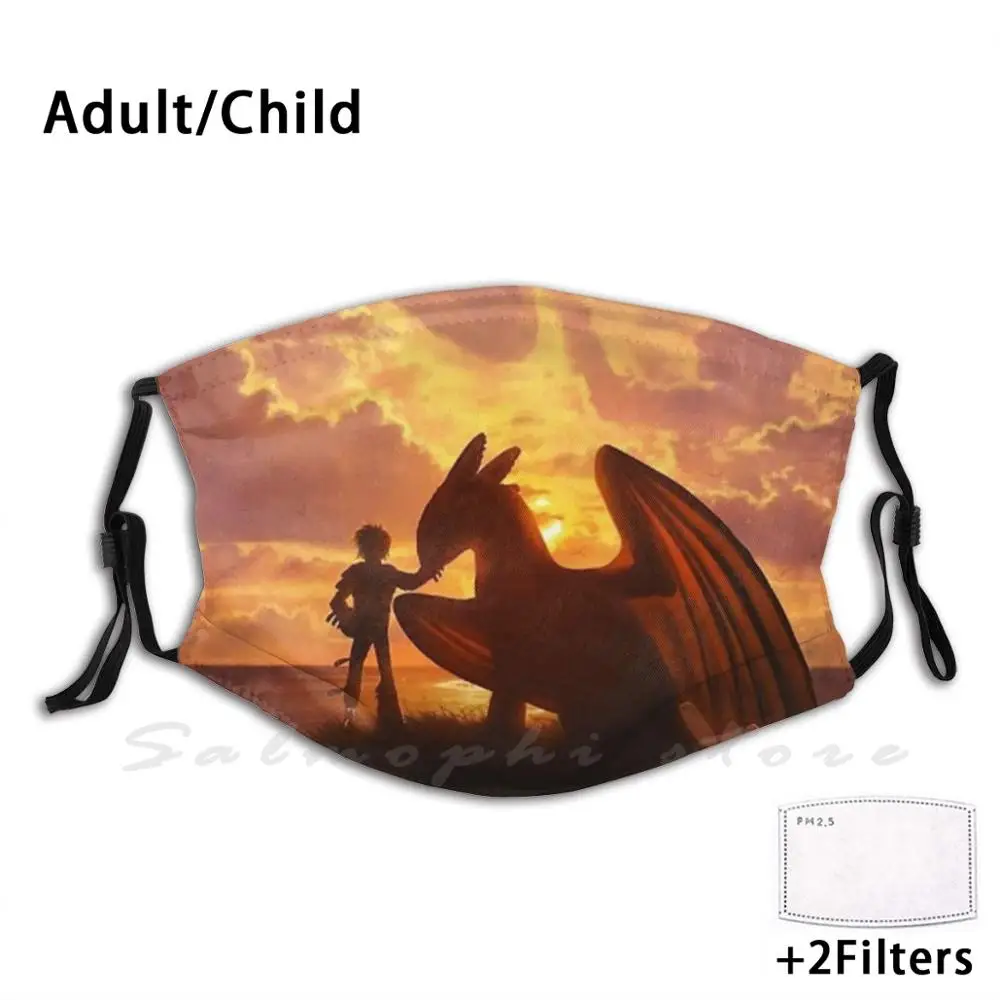 Безымянный с моющимся фильтром Анти пыль маска для лица Дракон закат дракона
