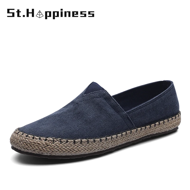 

Linen Male Casual Shoes Loafers Mens Flats Weaving Fisherman Shoes Boy Handmade Flat Espadrilles Elegant Driving Shoes Footwear