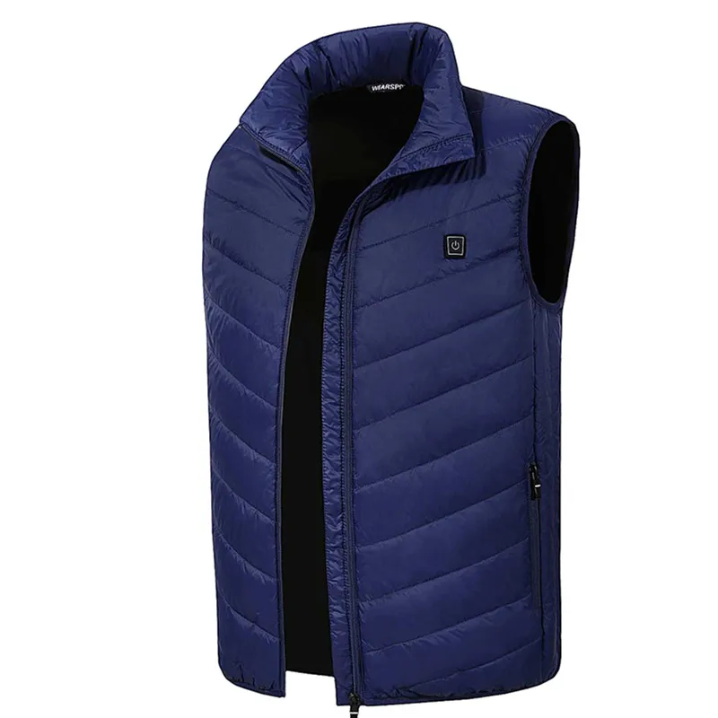 Blue sleeveless Высокое качество, куртки с подогревом, жилет, пуховик, хлопок, для мужчин и женщин, для улицы, пальто, USB, с электрическим подогревом, куртки с капюшоном, теплая зимняя куртка одежда с подогревом куртка с подогревом ж - Цвет: Blue sleeveless