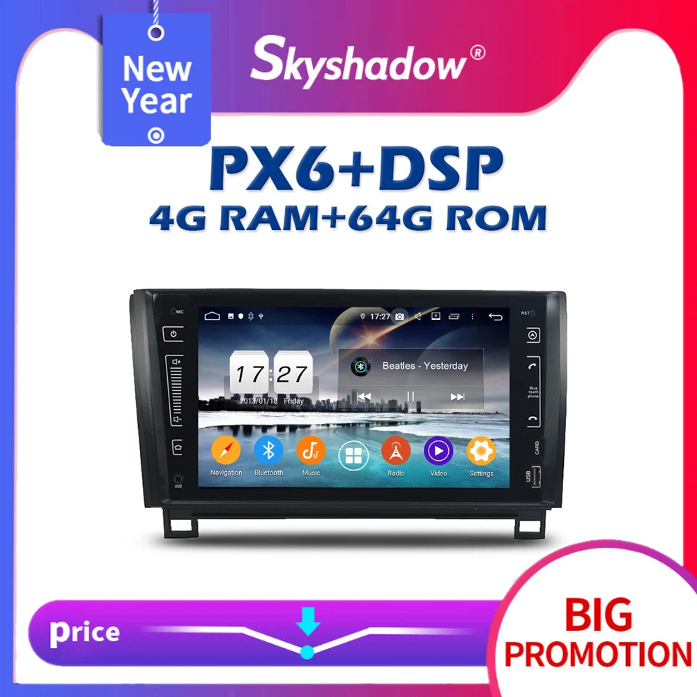 Автомобильный DVD плеер 720P PX6 DSP Android 10 4G + 64 Гб IPS 9 &quotWifi RDS радио GPS Bluetooth 5 0 для Toyota Tundra
