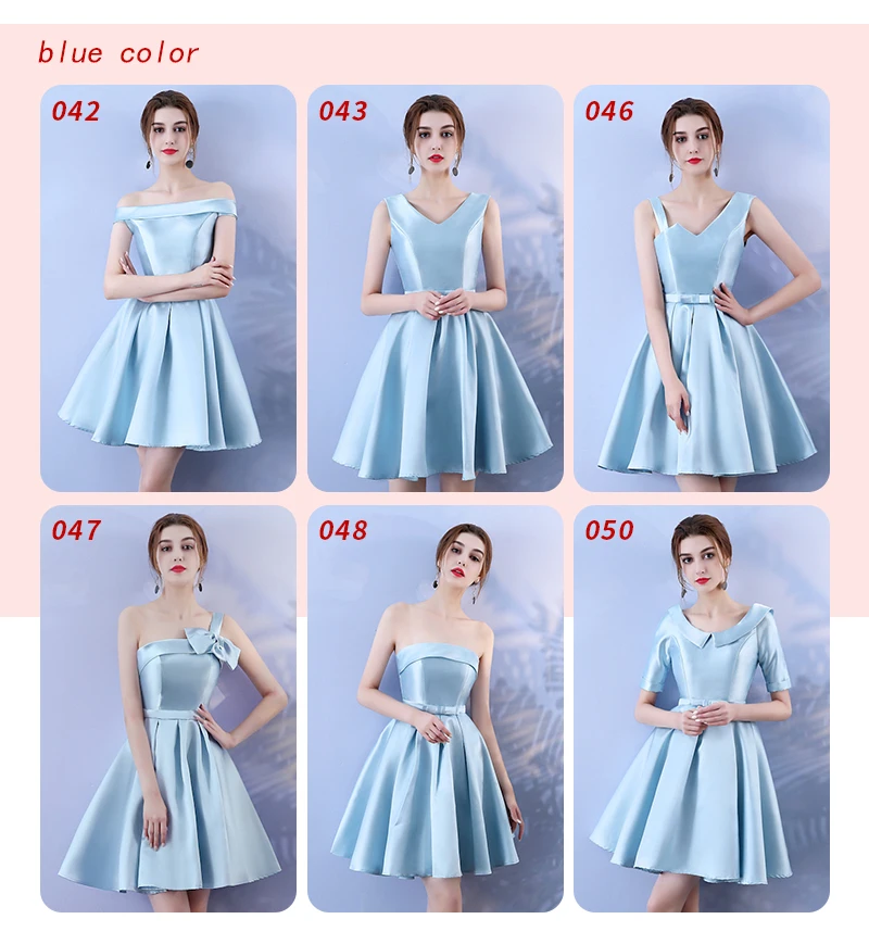 Платья для подружек невесты голубого цвета розовое мини-платье выше колена с