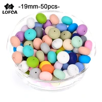 lofca 50pcs abacus 19mm silicone teething beads beaded necklace silicone bpa free food grade chew bead baby pacifier chain
