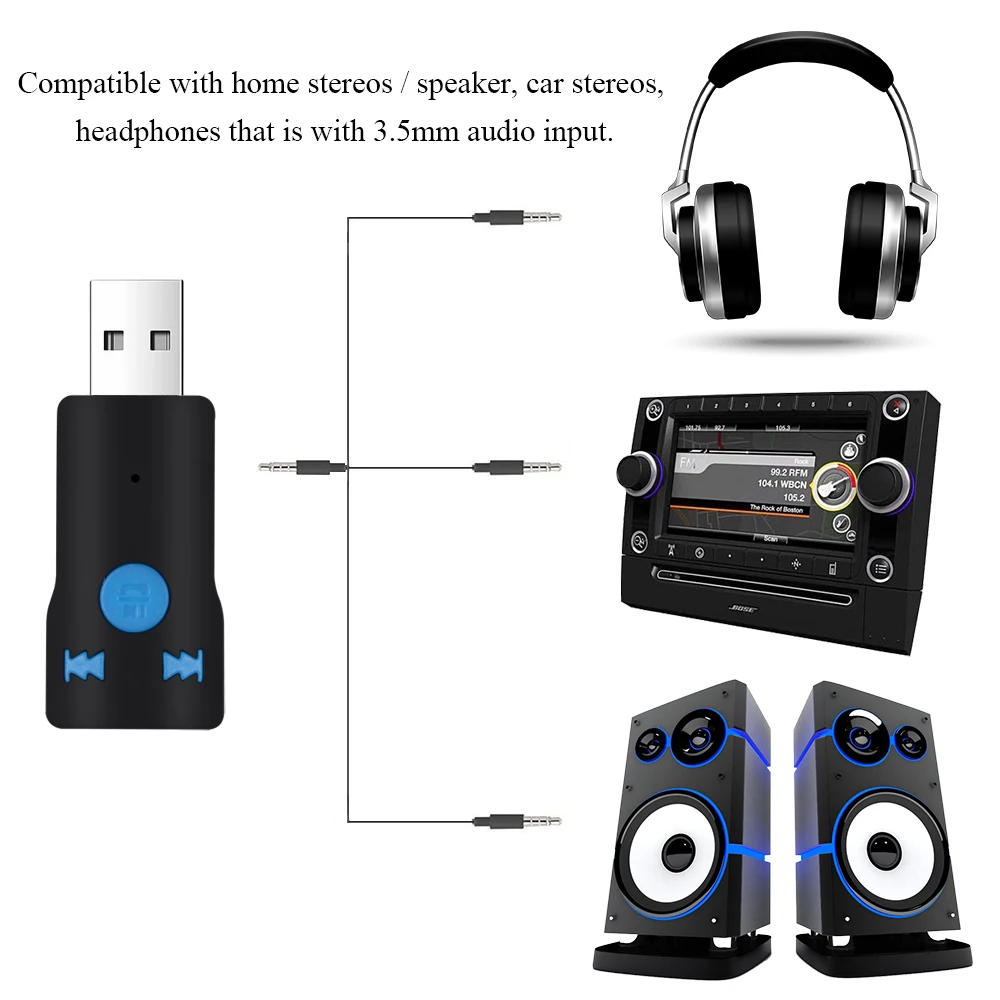 USB Bluetooth AUX беспроводной адаптер автомобильный комплект аудио приемник стерео
