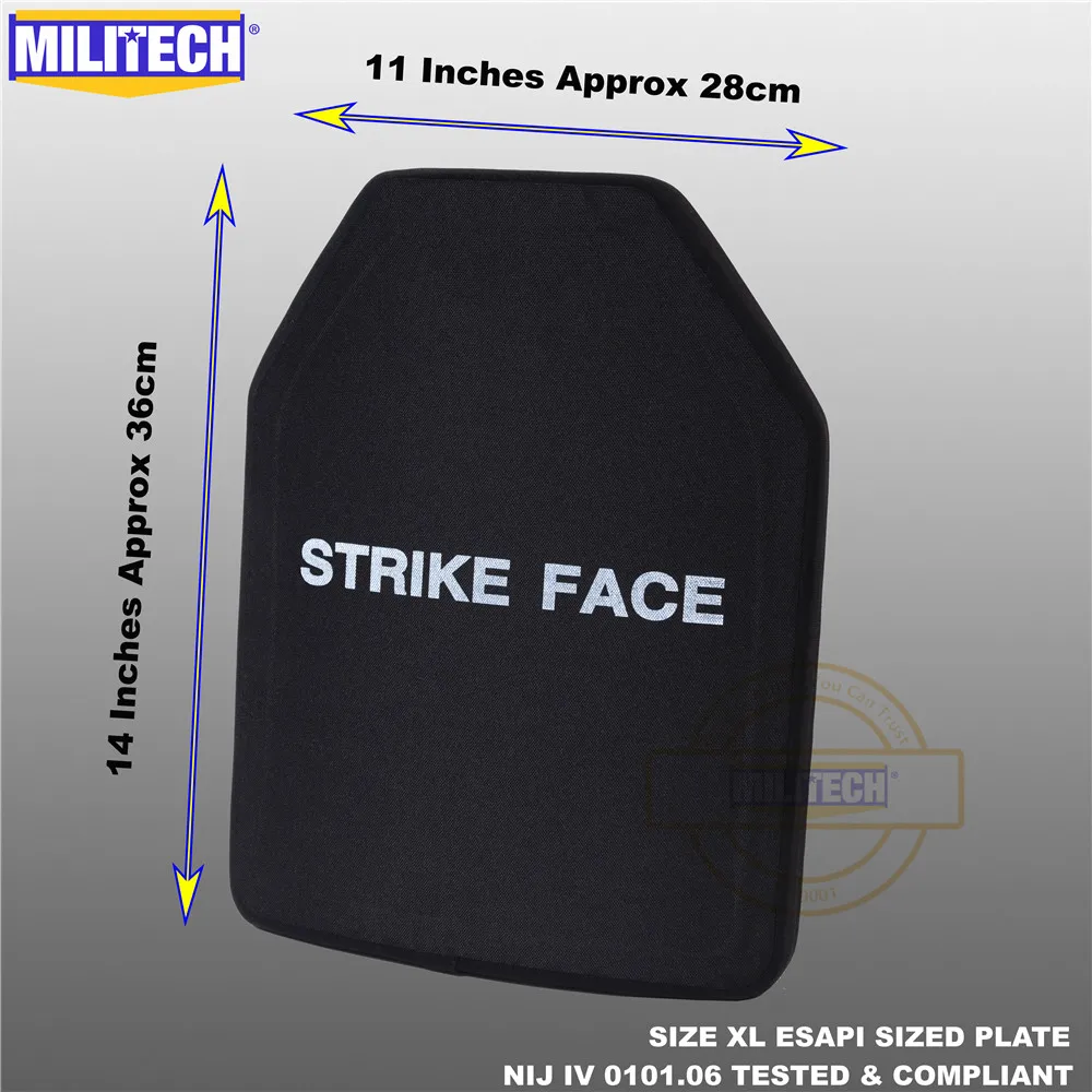 ESAPI Bulletproof Plate Ballistic Panel NIJ level 4 IV Alumina & PE Stand Alone Two PCS From Size S to XL Body Armor--Militech |