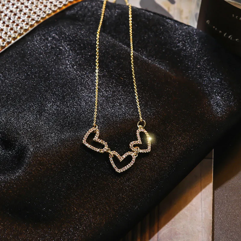 Женское позолоченное ожерелье-чокер Со стразы в форме сердца корейское простое