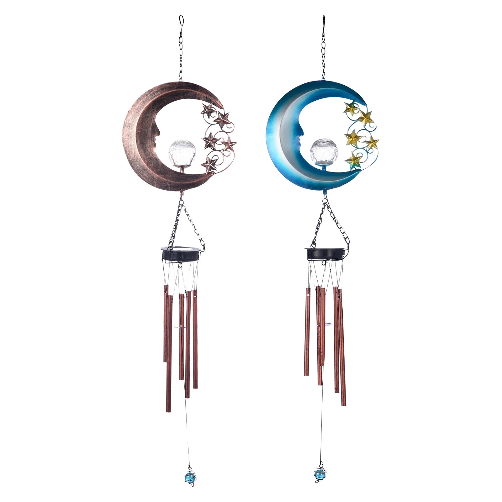 

Retro Hollow Moon Star Wind Chime Lamp Creative Solar Wrought Iron Wind Chime Lamp LED Outdoor Garden Art Landscape Lamp Gift