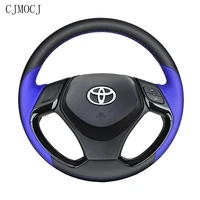 for toyota c hr izoa highlander old markx diy hand stitched leather suede non slip steering wheel cover interior car accessories