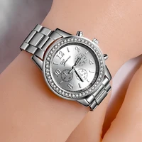 fashion dress watches women men faux chronograph quartz plated classic round crystals watch relogio masculino casual clock 2019