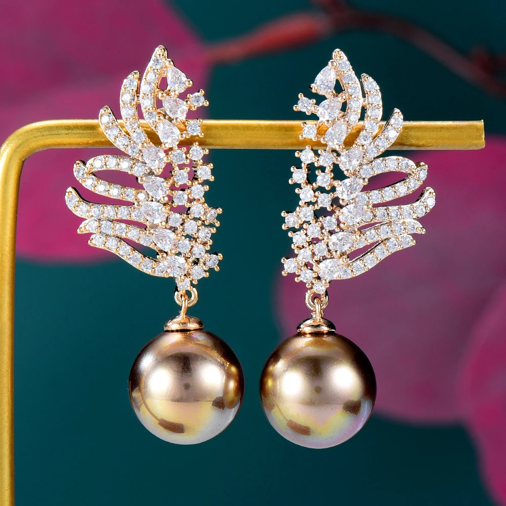 

JIMBORA высококачественные роскошные серьги для женщин Свадебные с кубическим цирконом CZ индийские серьги для женщин серьги 2021 тренд