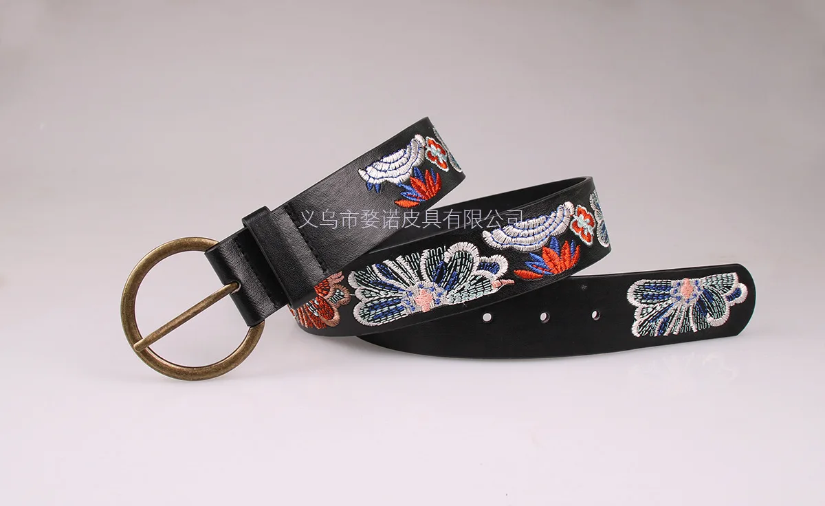 2021 женские кожаные ремни с цветочной вышивкой в стиле ретро принтом бабочки для
