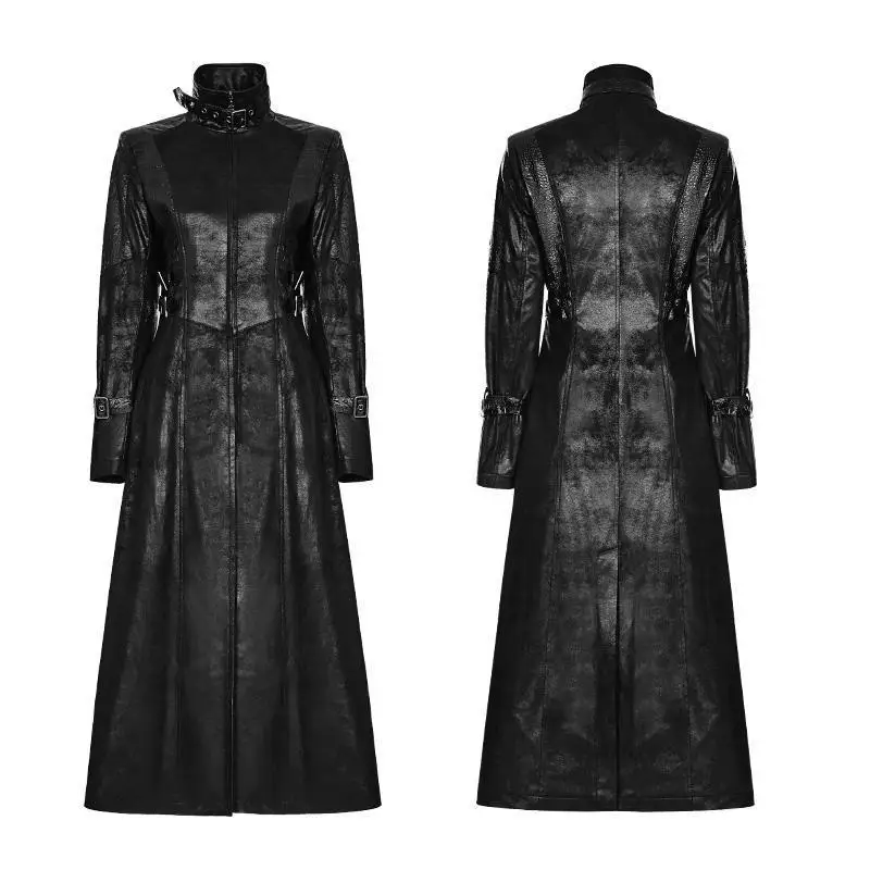 Женское готическое длинное пальто Goth панк рейв из искусственной кожи Косплей