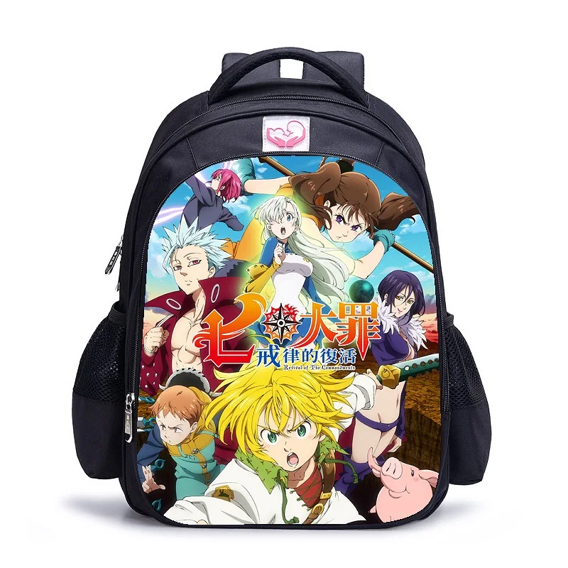 

16 Inch Anime The Seven Deadly Sins Children School Bag Orthopedic Backpack Boy Girl Nanatsu No Taizai Meliodas Mochila Infantil