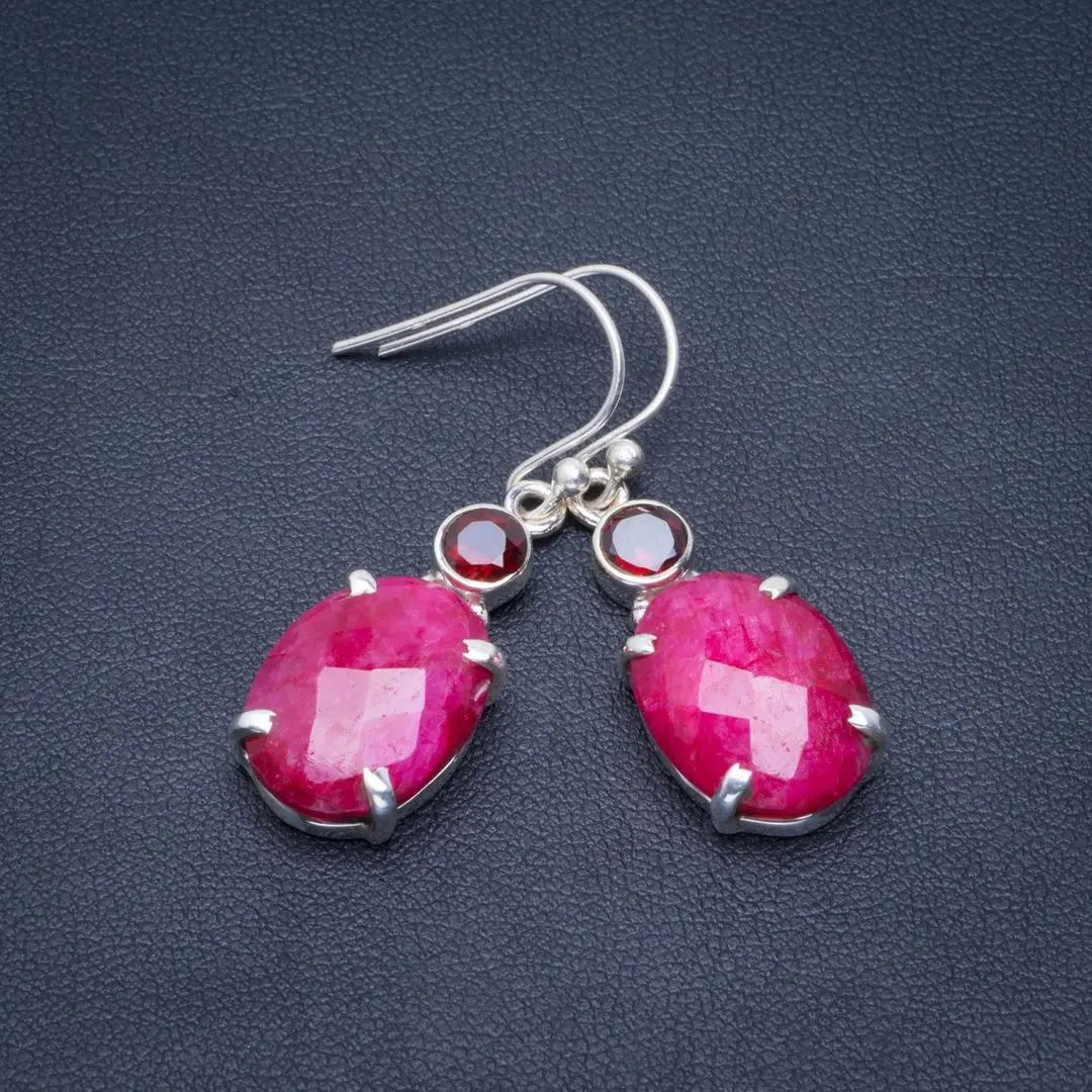 Натуральный Вишневый Рубин и гранат ручной работы Уникальные 925 пробы серебряные